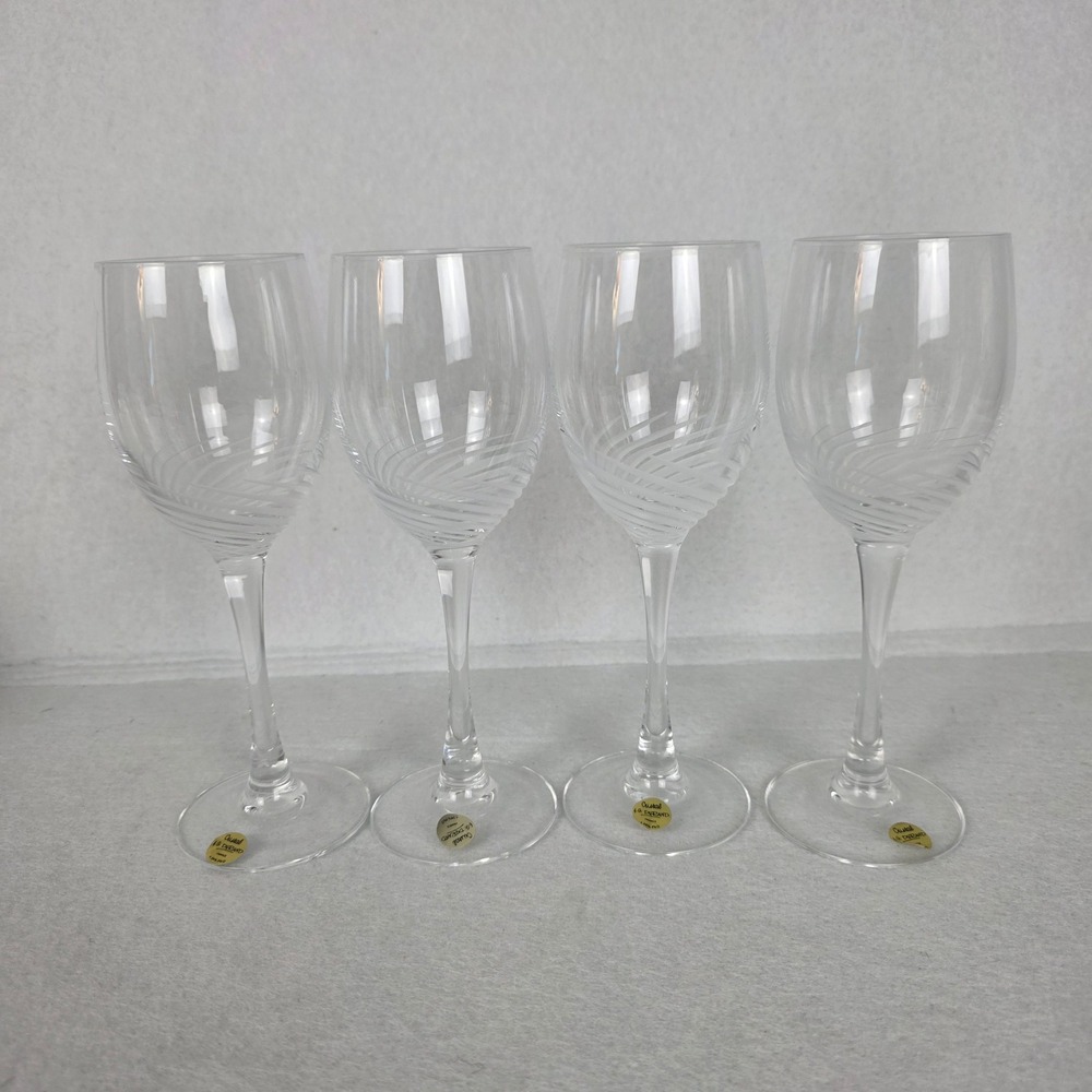 Cristal d'Arques Durand France 8" Lead Crystal Swirl Wine Glasses Set of 4